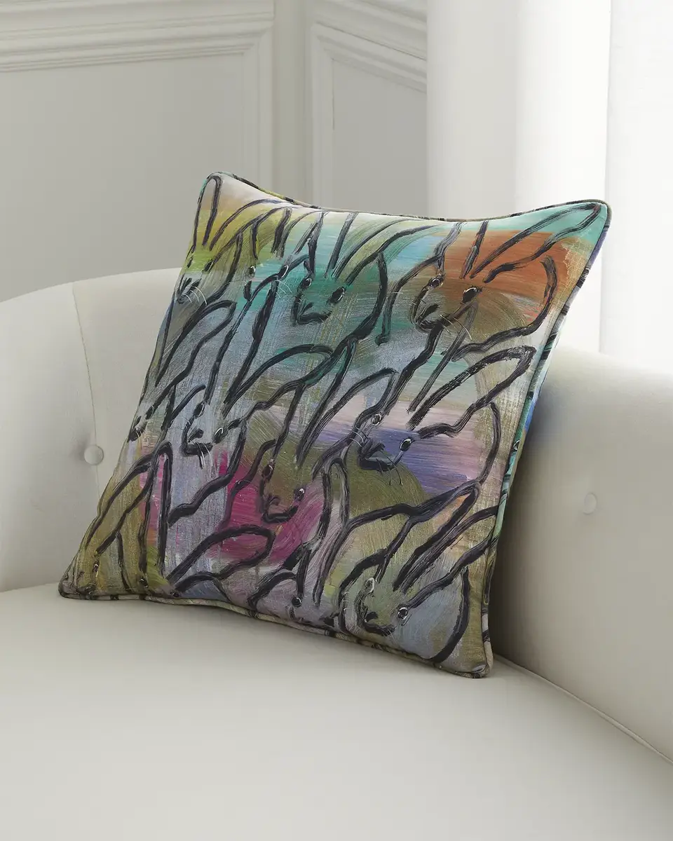 Hunt Slonem Lucky Bunny Cotton Pillow