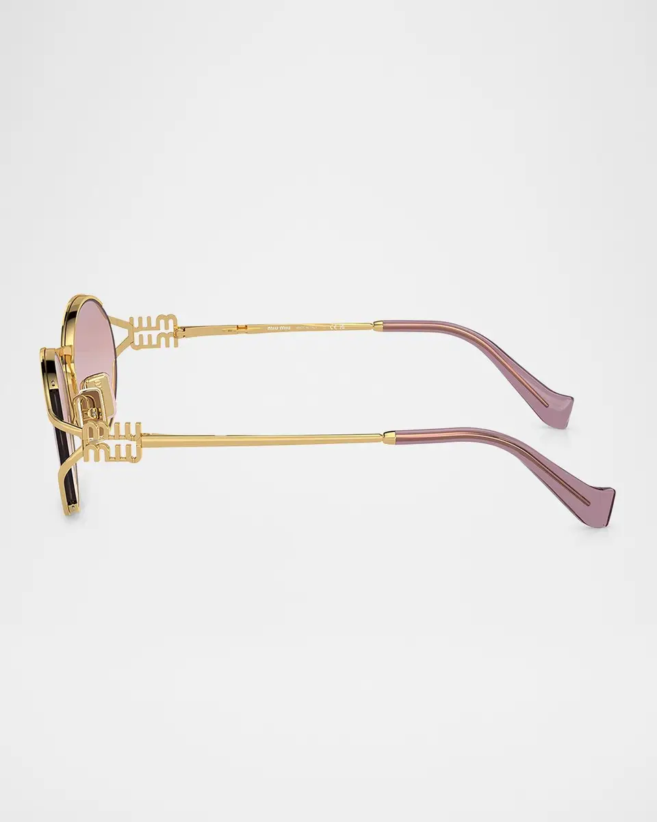 Miu Miu Cut-Out Metal & Plastic Oval Sunglasses | Thumbnail 2 Miu Miu Cut-Out Metal & Plastic Oval Sunglasses | Thumbnail 2