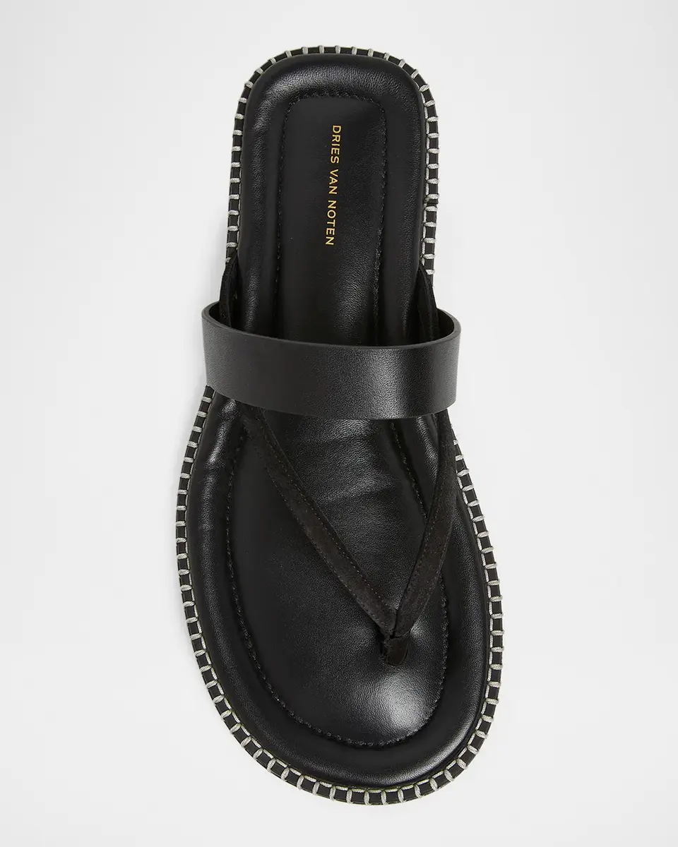 Dries Van Noten Men's Thong Leather Sandals | Thumbnail 6