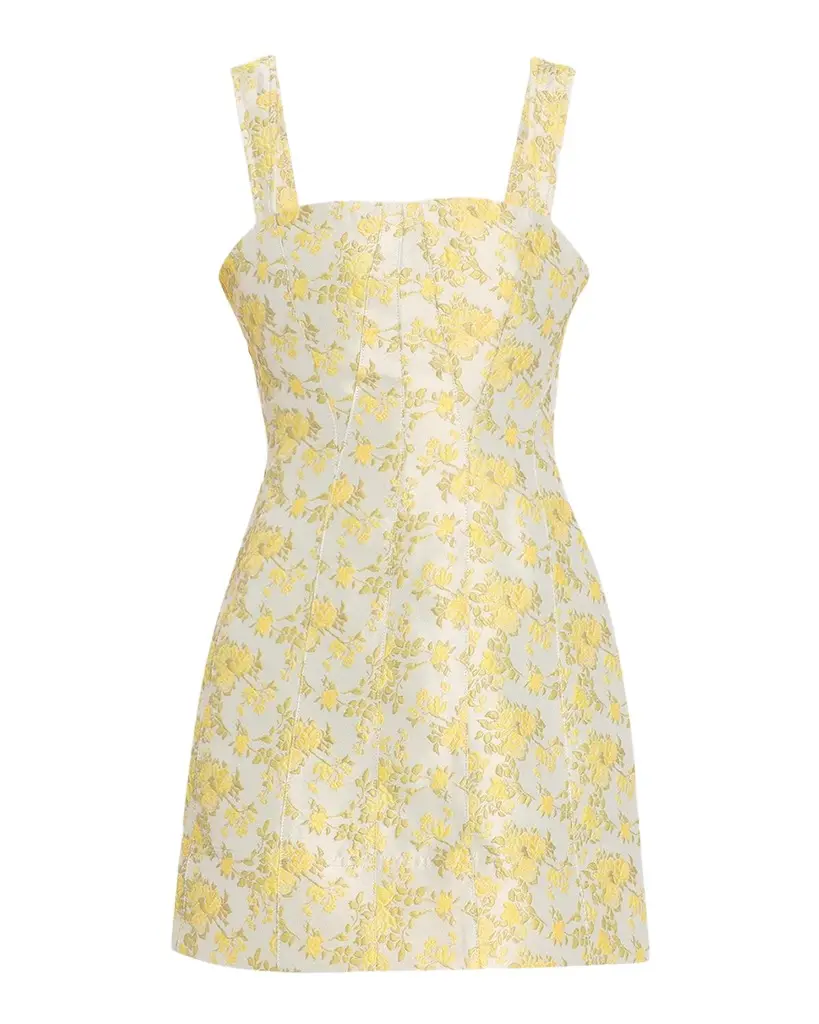 Lydia Square-Neck Floral Jacquard Mini Dress Lydia Square-Neck Floral Jacquard Mini Dress