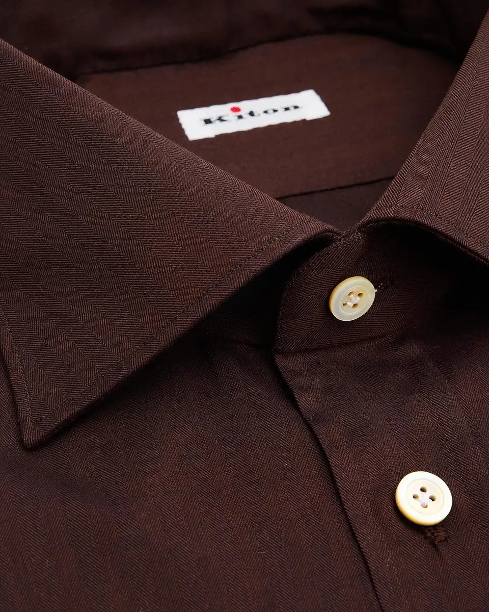 Kiton Herringbone Twill Shirt | Thumbnail 2