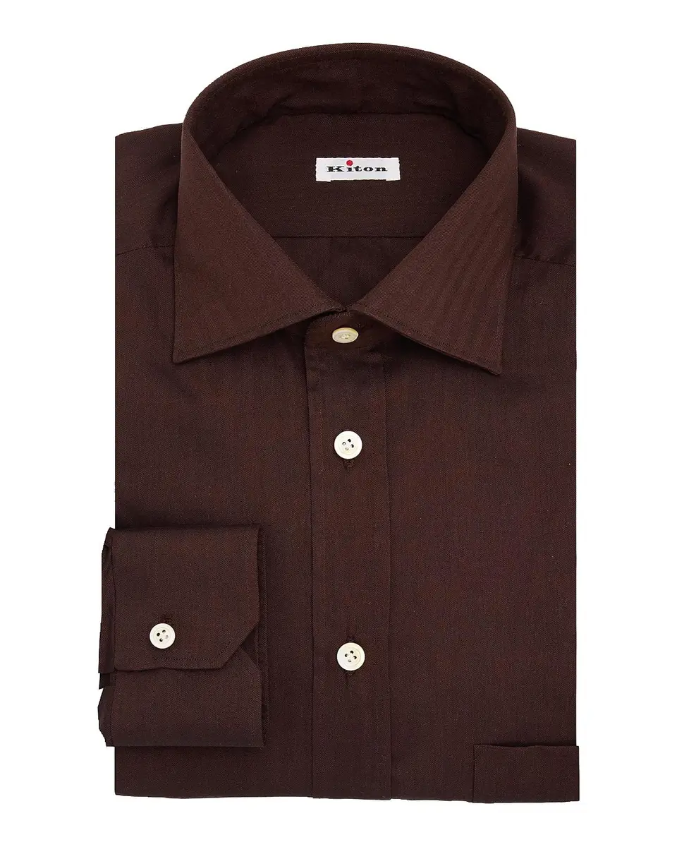Kiton Herringbone Twill Shirt | Thumbnail 3