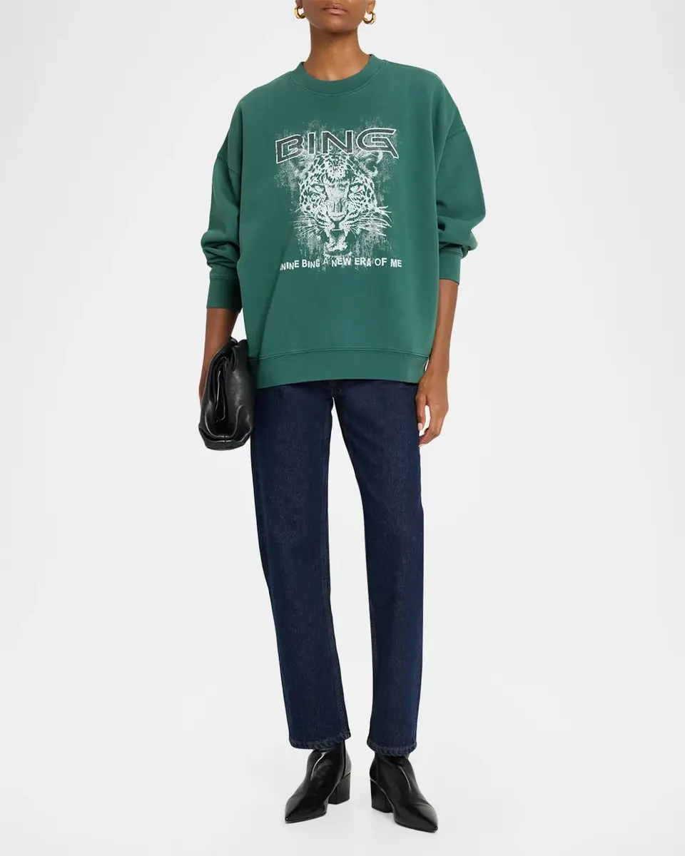 Anine Bing Miles Leopard Graphic Cotton Sweatshirt | Thumbnail 2 Anine Bing Miles Leopard Graphic Cotton Sweatshirt | Thumbnail 2