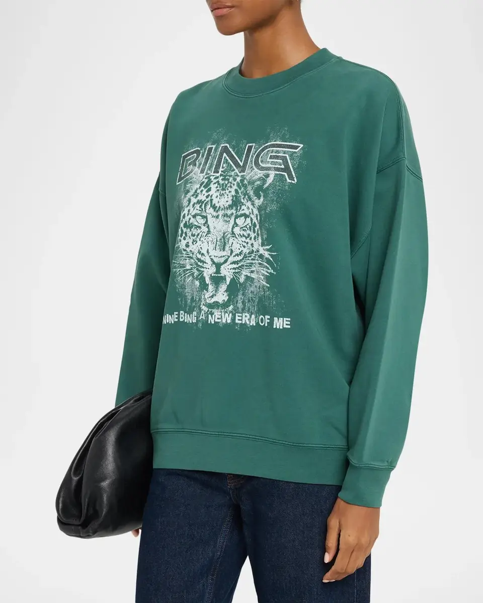 Anine Bing Miles Leopard Graphic Cotton Sweatshirt | Thumbnail 4 Anine Bing Miles Leopard Graphic Cotton Sweatshirt | Thumbnail 4