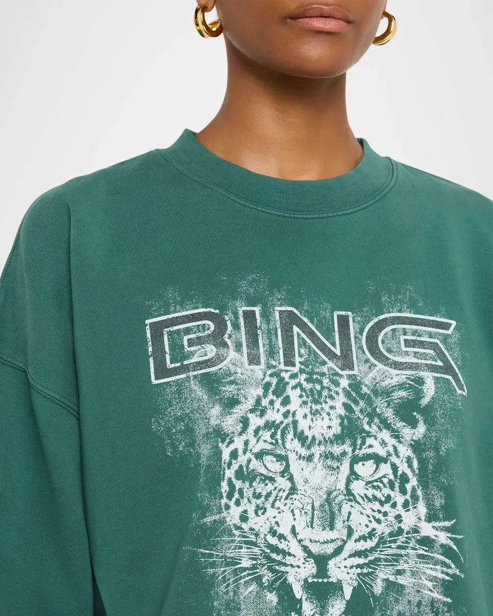 Anine Bing Miles Leopard Graphic Cotton Sweatshirt | Thumbnail 5 Anine Bing Miles Leopard Graphic Cotton Sweatshirt | Thumbnail 5