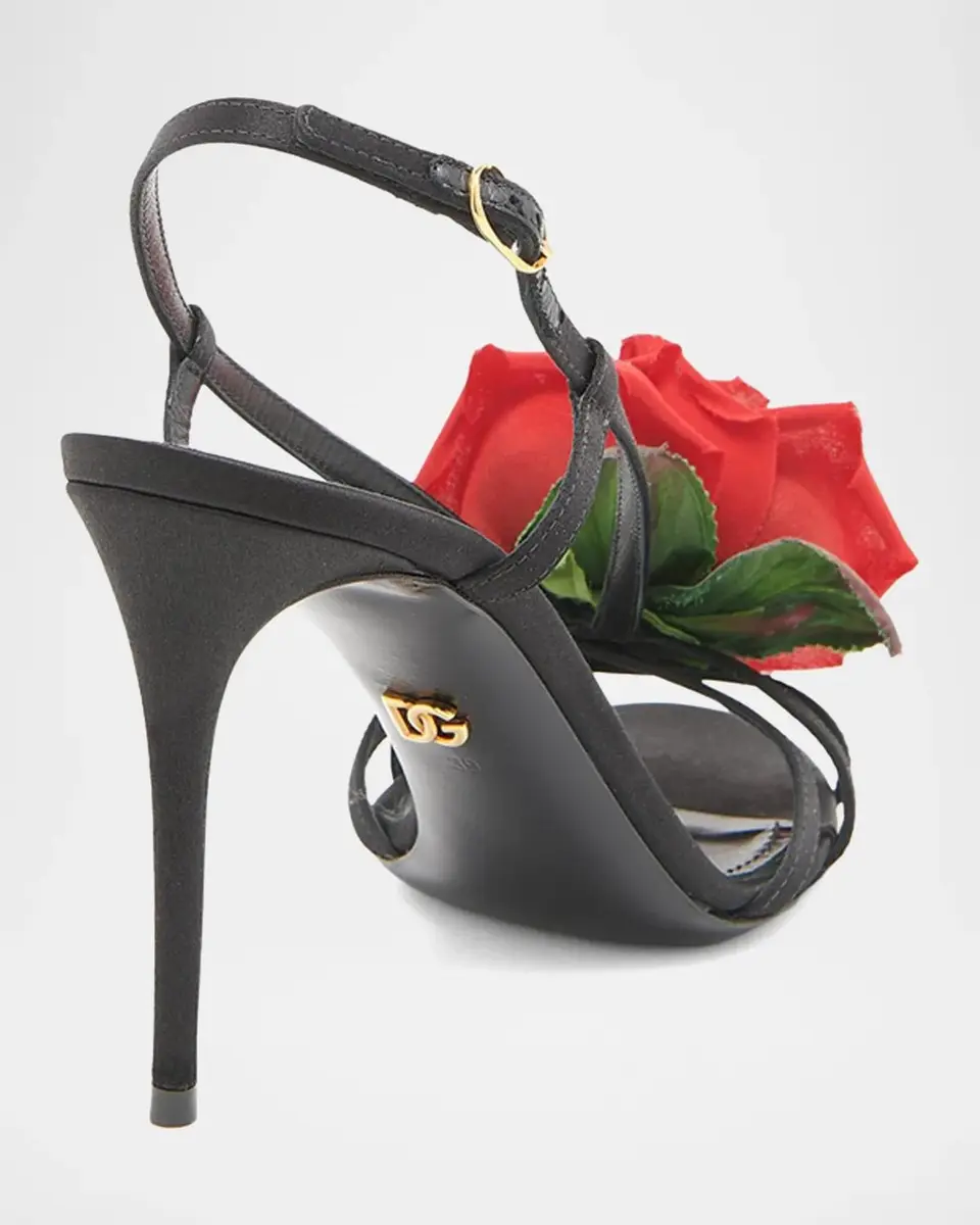Dolce & Gabbana 90mm Rose Appliqué Slingback Sandals | Thumbnail 2