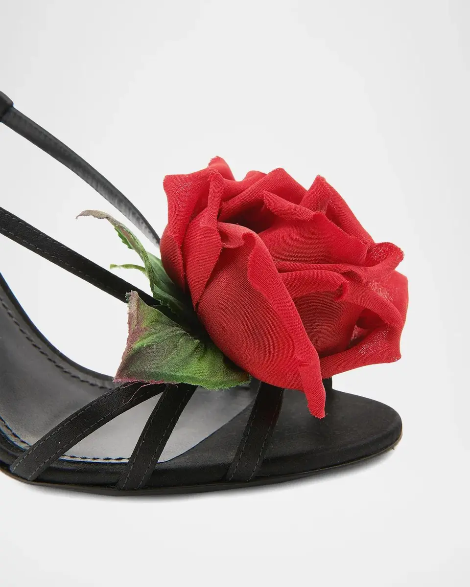 Dolce & Gabbana 90mm Rose Appliqué Slingback Sandals | Thumbnail 3