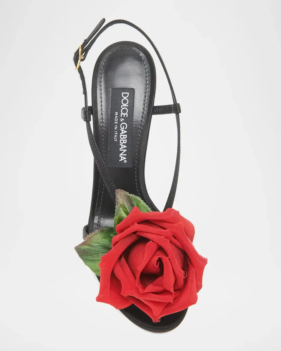Dolce & Gabbana 90mm Rose Appliqué Slingback Sandals | Thumbnail 4