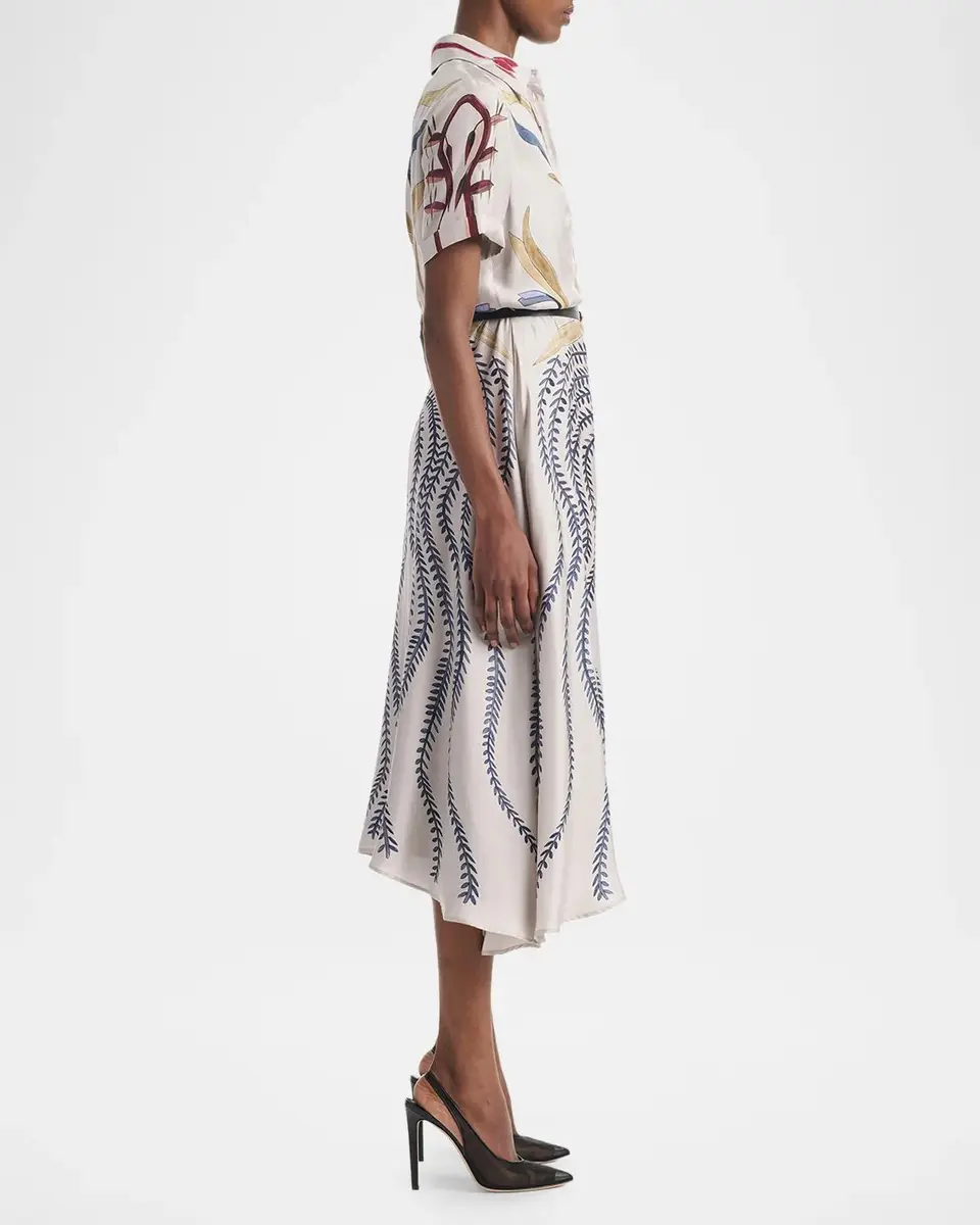 Altuzarra Kiera Short-Sleeve Printed Silk Belted Midi Shirtdress | Thumbnail 6