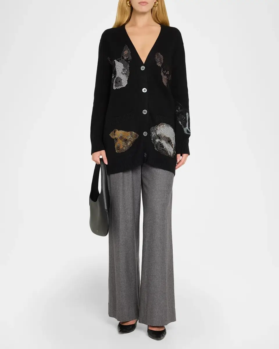 Libertine Best Friends Embellished Cashmere Oversized V-Neck Cardigan | Thumbnail 2