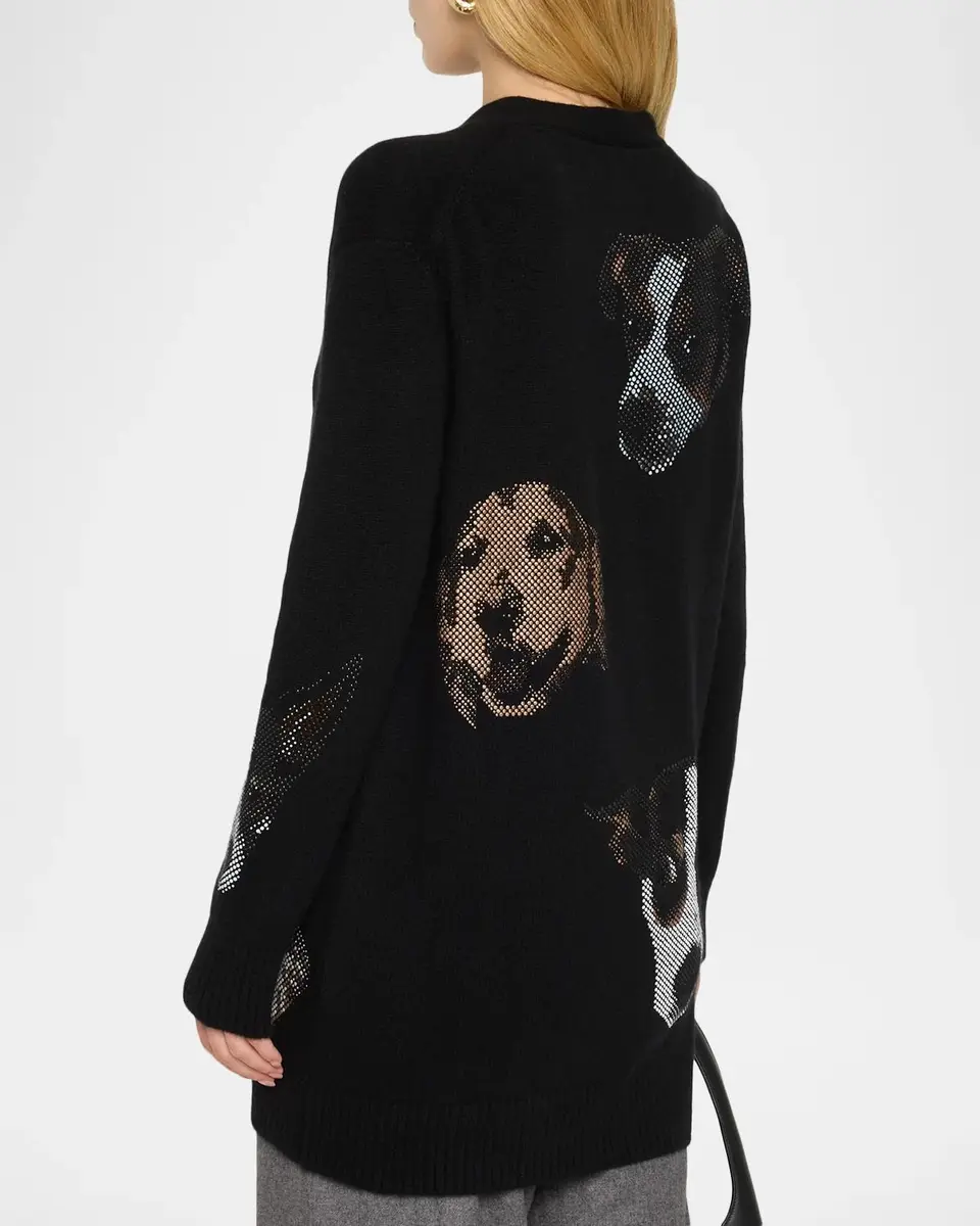 Libertine Best Friends Embellished Cashmere Oversized V-Neck Cardigan | Thumbnail 3