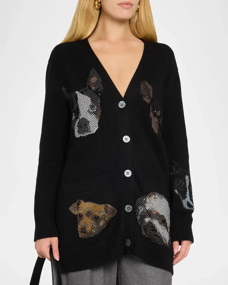 Libertine Best Friends Embellished Cashmere Oversized V-Neck Cardigan | Thumbnail 4
