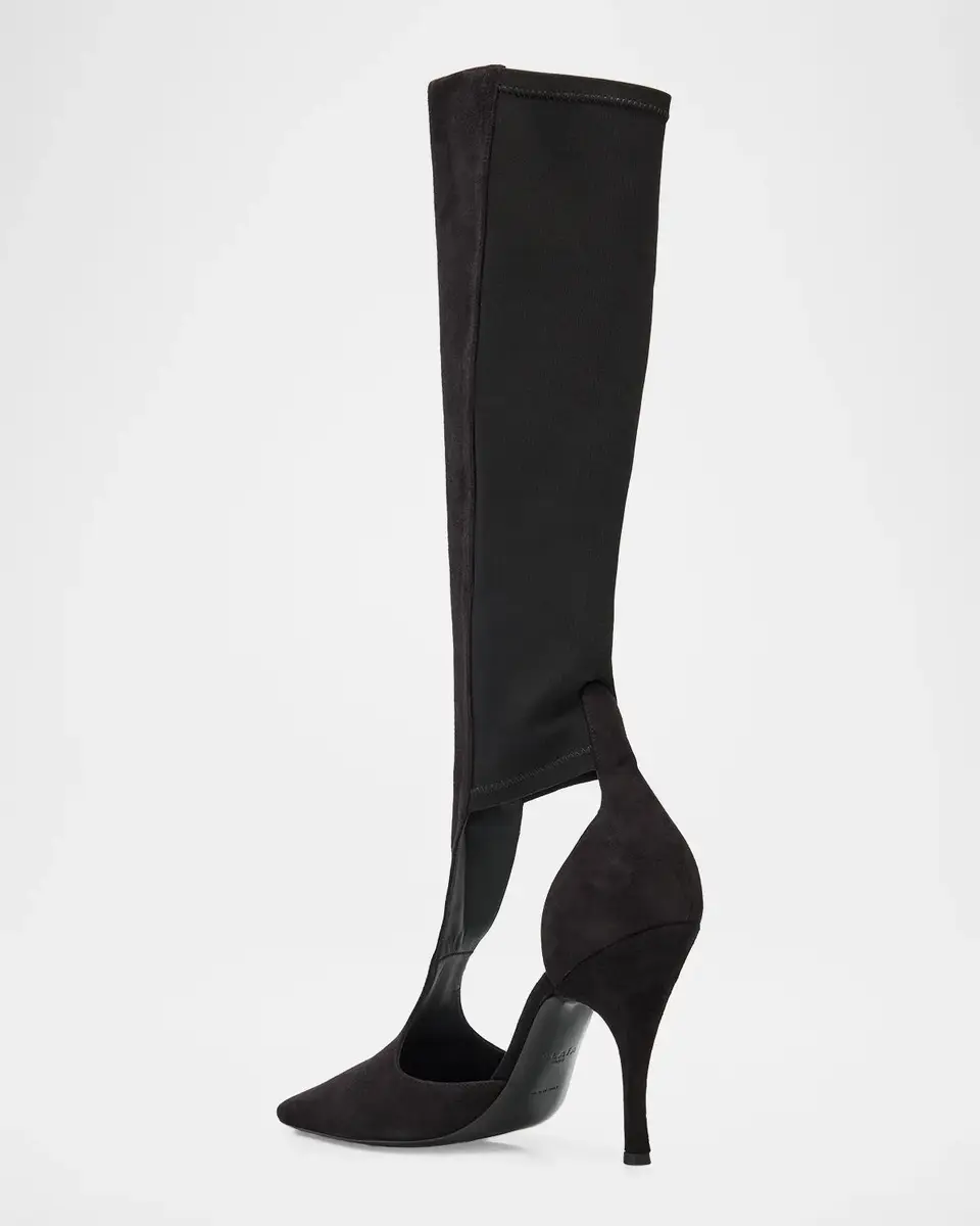 Alaïa 100mm Court Cutout Suede Knee-High Boots | Thumbnail 2 Alaïa 100mm Court Cutout Suede Knee-High Boots | Thumbnail 2