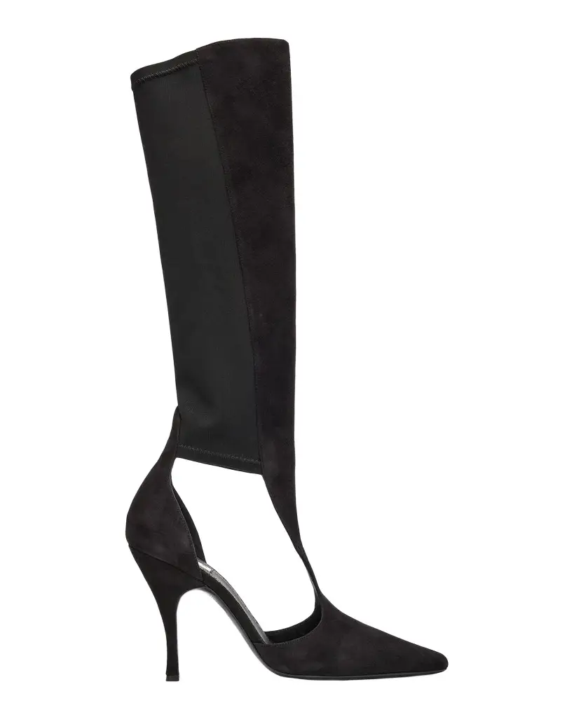 100mm Court Cutout Suede Knee-High Boots