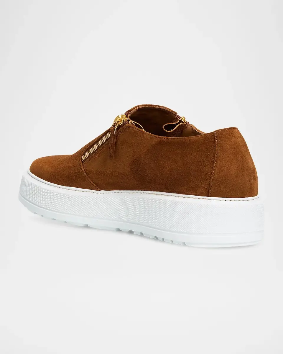 Giuseppe Zanotti Men's Skanda Suede Zip-Up Sneakers | Thumbnail 2 Giuseppe Zanotti Men's Skanda Suede Zip-Up Sneakers | Thumbnail 2