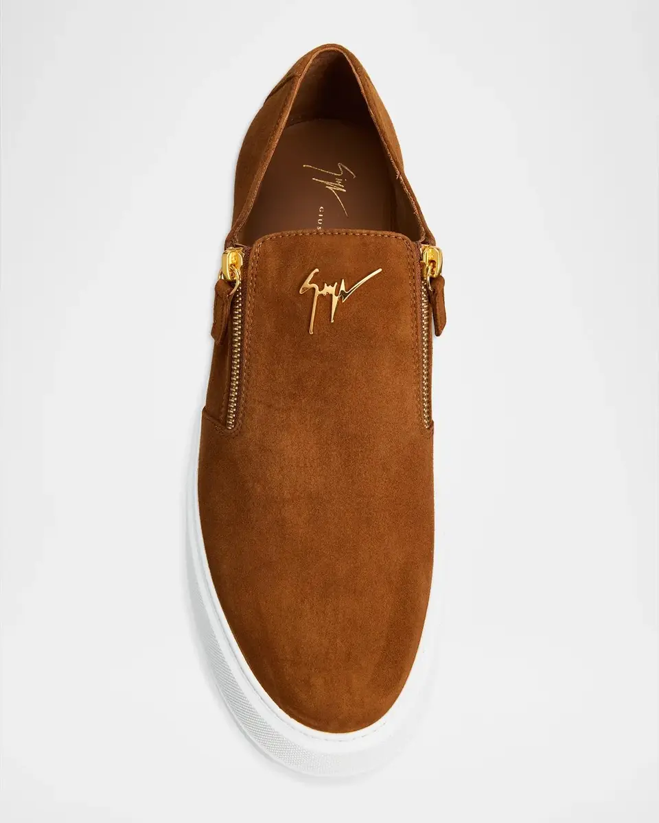 Giuseppe Zanotti Men's Skanda Suede Zip-Up Sneakers | Thumbnail 3 Giuseppe Zanotti Men's Skanda Suede Zip-Up Sneakers | Thumbnail 3