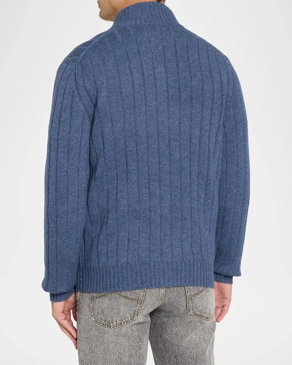 Brunello Cucinelli Men's Ribbed Cashmere Cardigan | Thumbnail 3 Brunello Cucinelli Men's Ribbed Cashmere Cardigan | Thumbnail 3