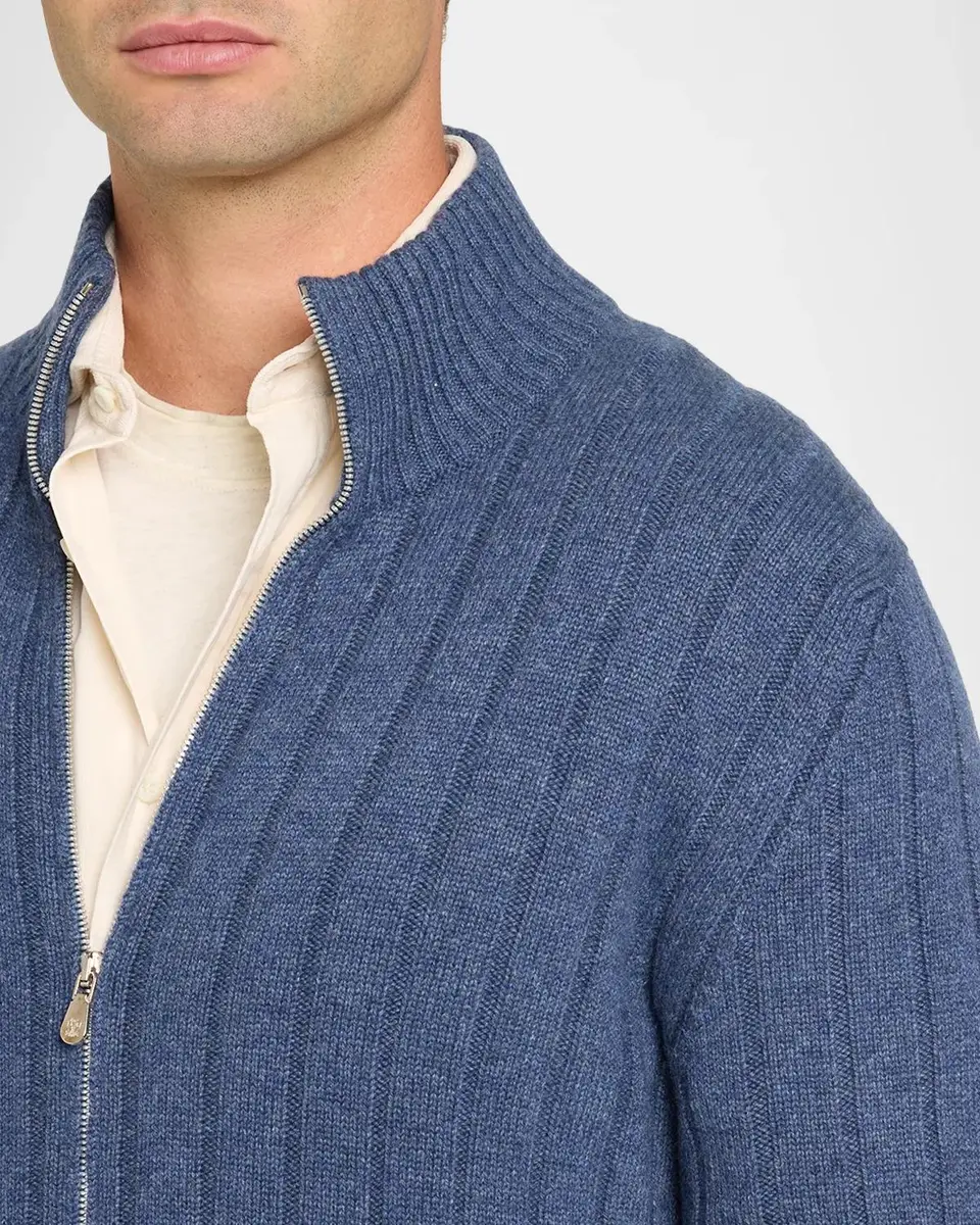 Brunello Cucinelli Men's Ribbed Cashmere Cardigan | Thumbnail 5 Brunello Cucinelli Men's Ribbed Cashmere Cardigan | Thumbnail 5