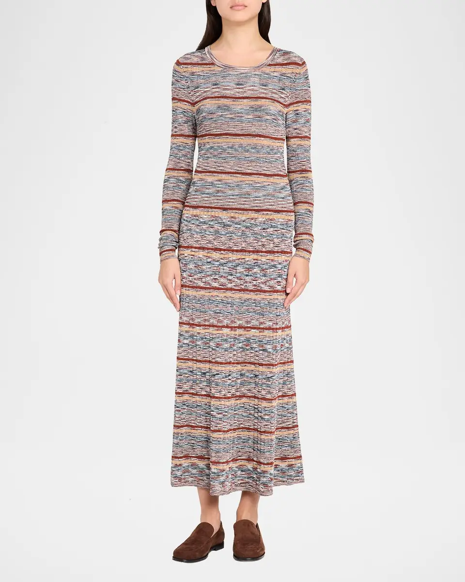 Veronica Beard Nami Striped Rib-Knit Midi-Dress | Thumbnail 2