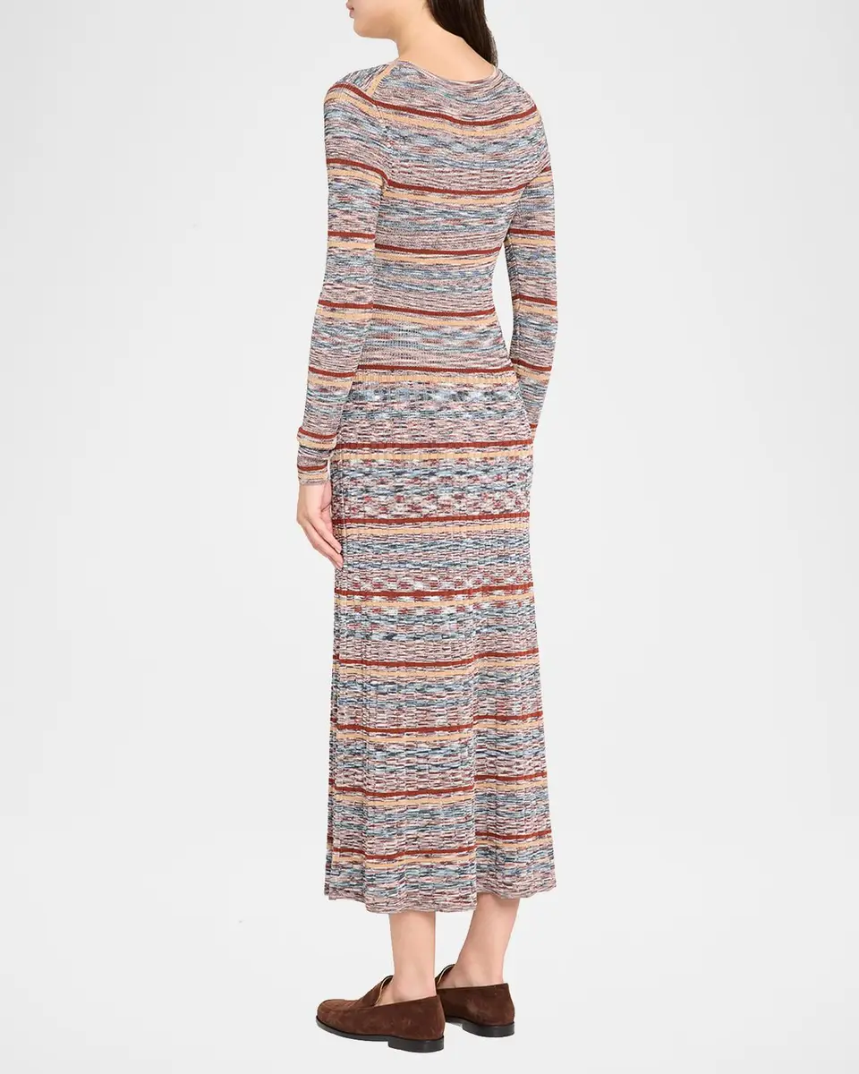 Veronica Beard Nami Striped Rib-Knit Midi-Dress | Thumbnail 3
