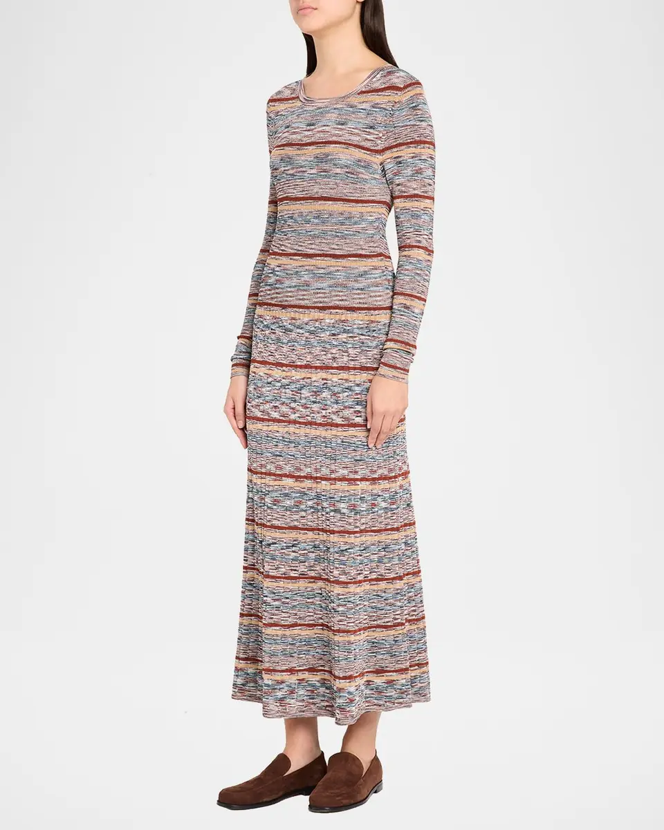 Veronica Beard Nami Striped Rib-Knit Midi-Dress | Thumbnail 4
