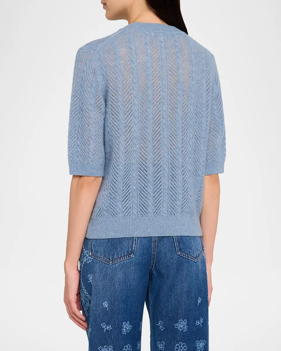 Veronica Beard Shana Cable-Knit Crewneck Sweater | Thumbnail 3 Veronica Beard Shana Cable-Knit Crewneck Sweater | Thumbnail 3