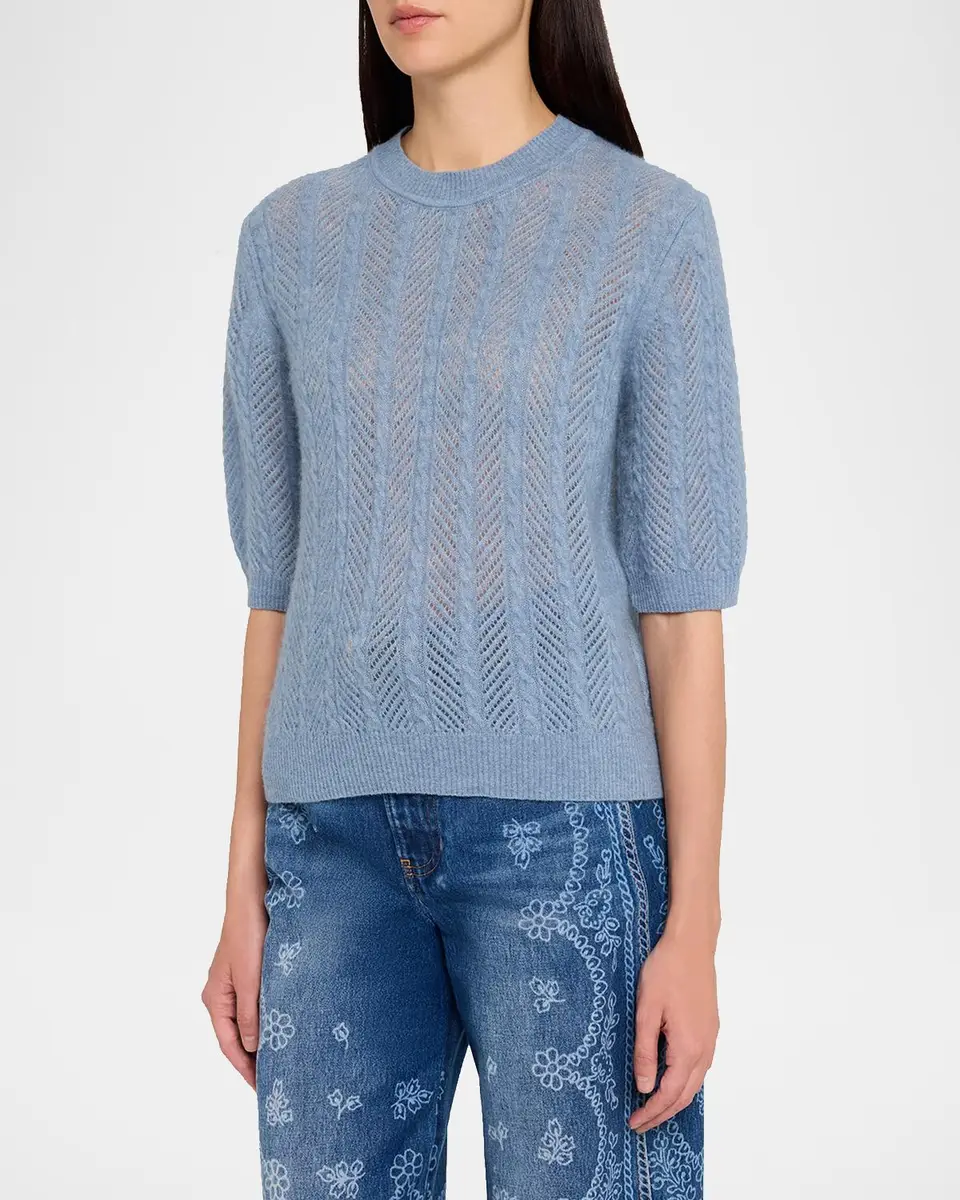 Veronica Beard Shana Cable-Knit Crewneck Sweater | Thumbnail 4 Veronica Beard Shana Cable-Knit Crewneck Sweater | Thumbnail 4