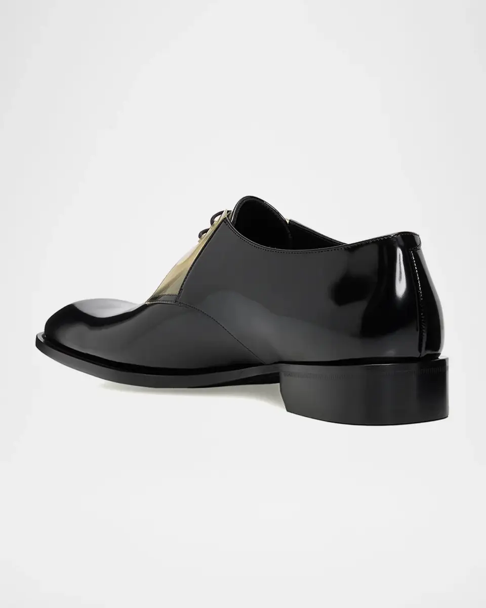 Saint Laurent Men's Nico Clear-Panel Leather Derby Shoes | Thumbnail 4 Saint Laurent Men's Nico Clear-Panel Leather Derby Shoes | Thumbnail 4