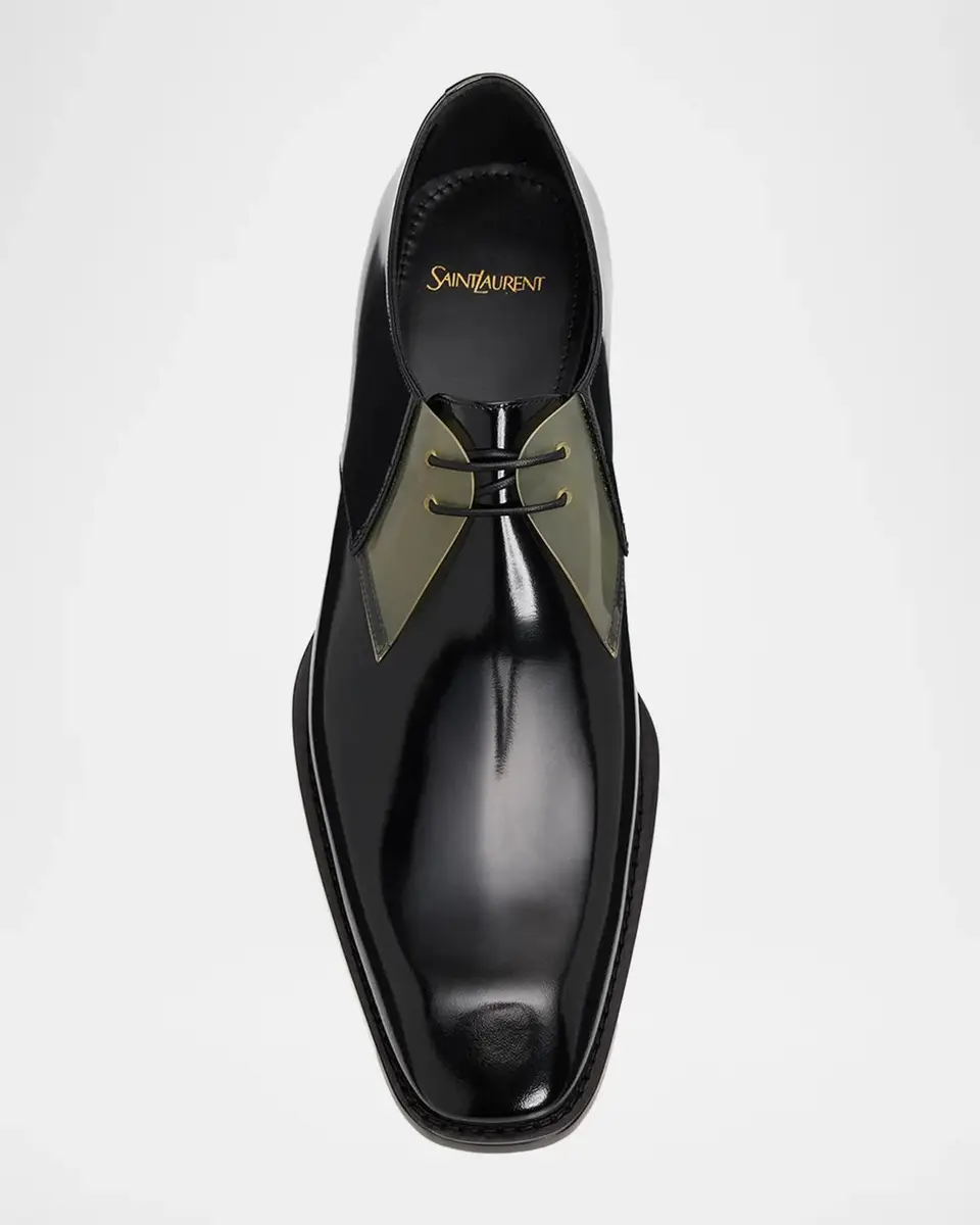 Saint Laurent Men's Nico Clear-Panel Leather Derby Shoes | Thumbnail 6 Saint Laurent Men's Nico Clear-Panel Leather Derby Shoes | Thumbnail 6