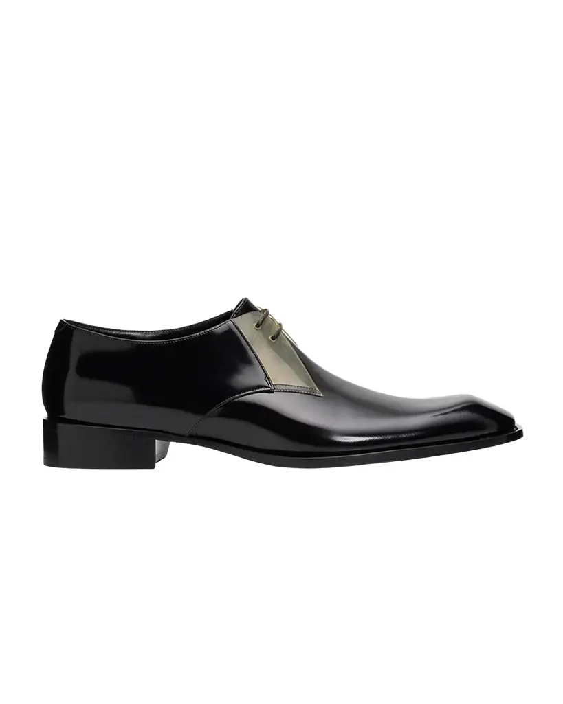 Saint Laurent Men's Nico Clear-Panel Leather Derby Shoes