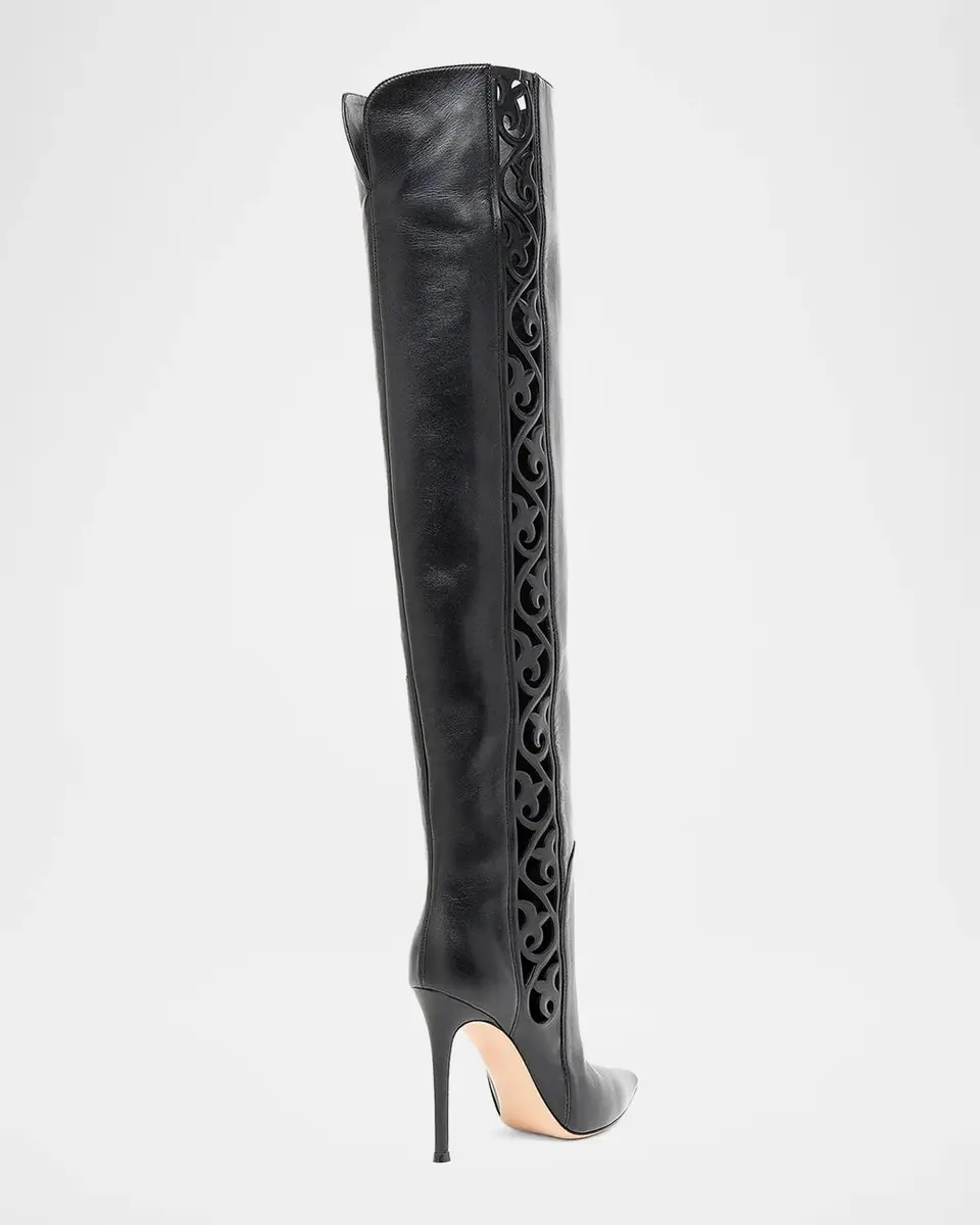 Gianvito Rossi 105mm Laser-Cut Leather Over-the-Knee Boots | Thumbnail 2 Gianvito Rossi 105mm Laser-Cut Leather Over-the-Knee Boots | Thumbnail 2