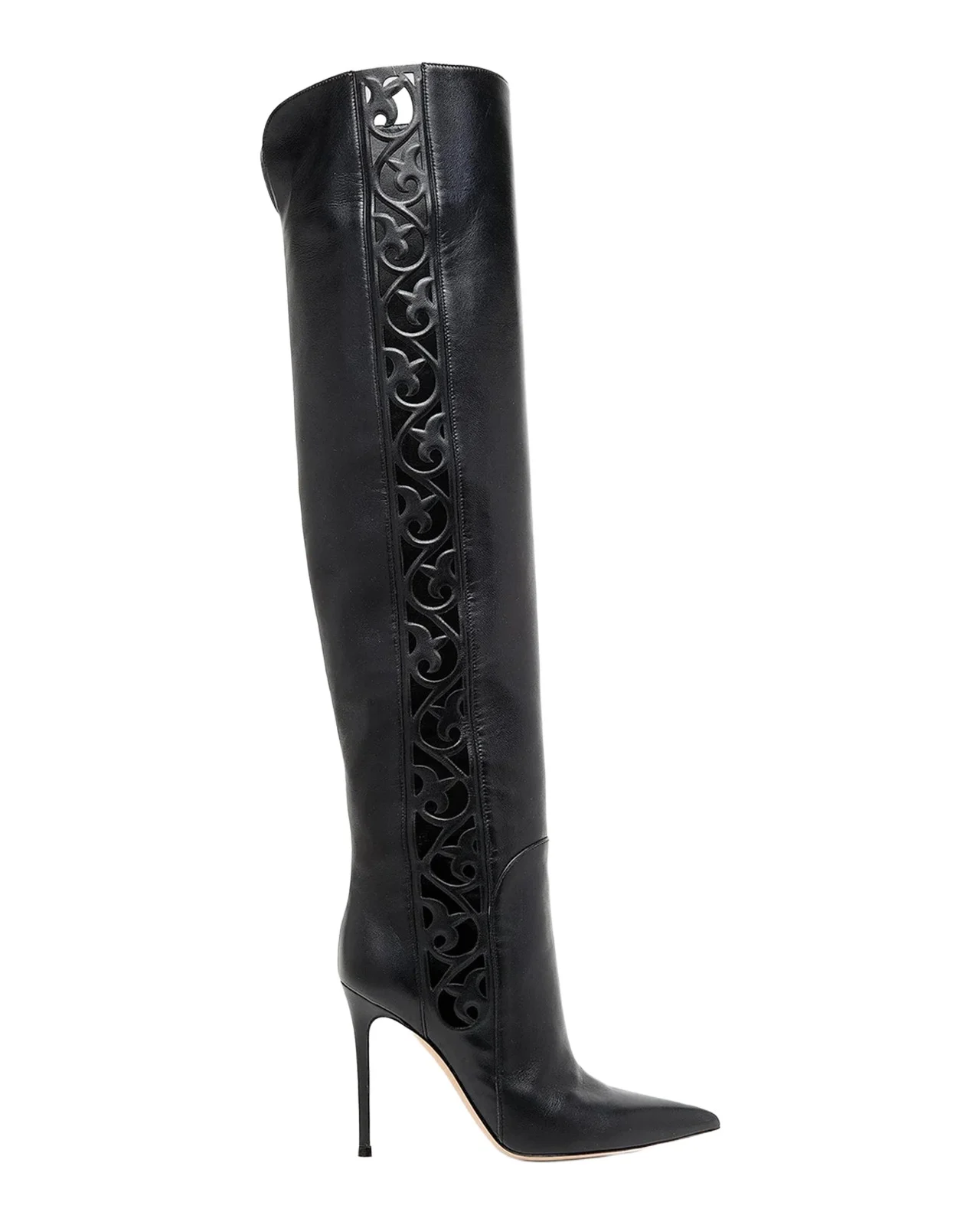 Gianvito Rossi 105mm Laser-Cut Leather Over-the-Knee Boots