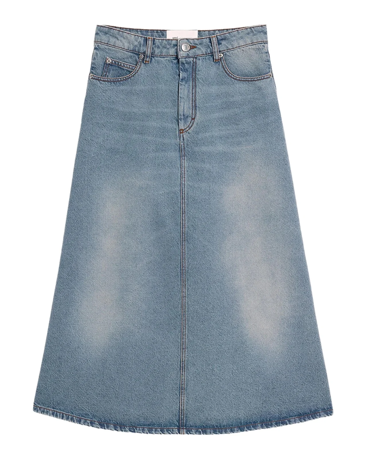 AMI PARIS A-Line Denim Midi Skirt