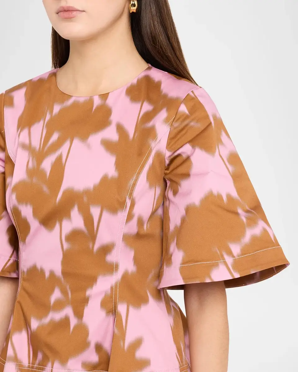 Amir Taghi Jillian Blur-Floral Cotton Short-Sleeve Layered Midi Dress | Thumbnail 5