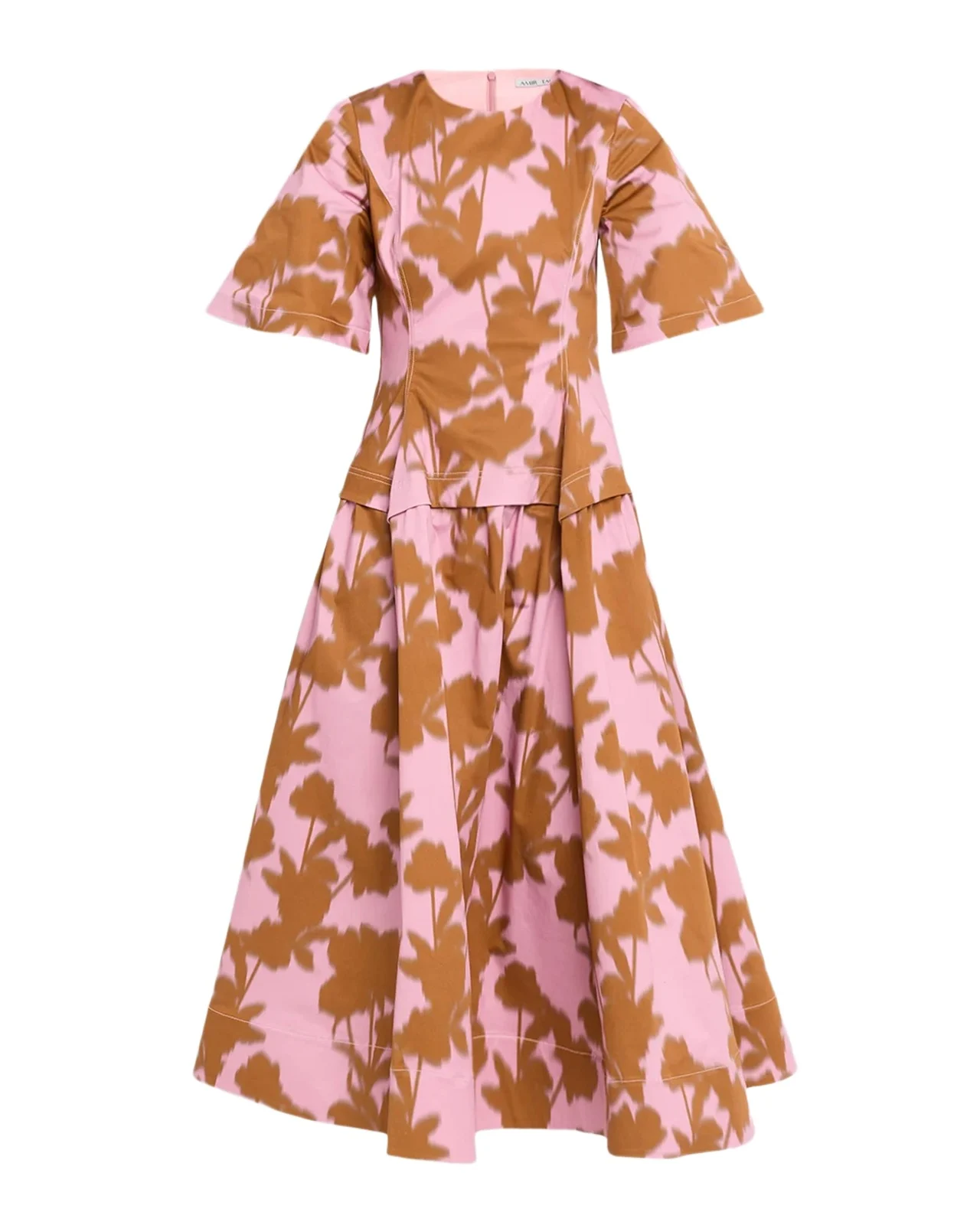 Amir Taghi Jillian Blur-Floral Cotton Short-Sleeve Layered Midi Dress