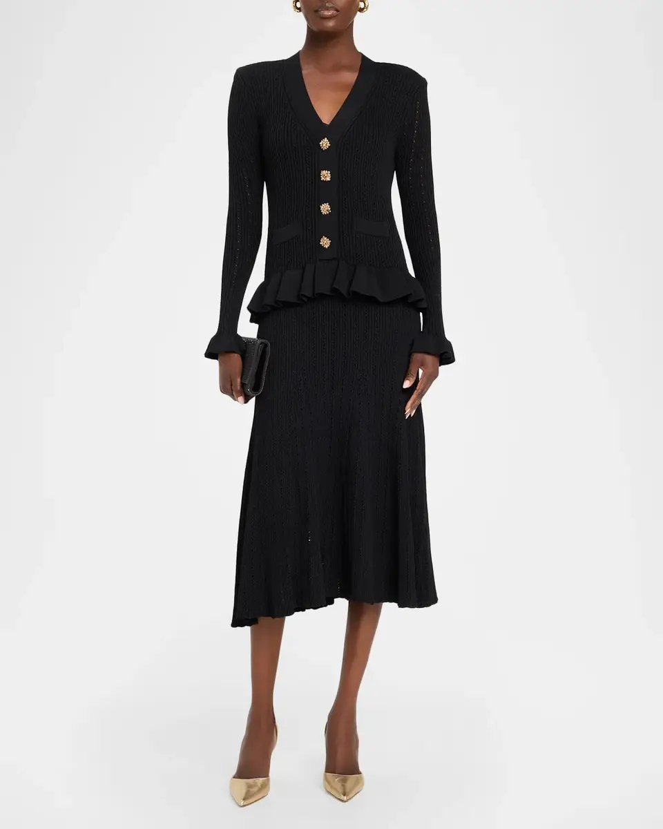 Rickie Freeman for Teri Jon Pointelle Rib Knit Midi Dress | Thumbnail 2 Rickie Freeman for Teri Jon Pointelle Rib Knit Midi Dress | Thumbnail 2