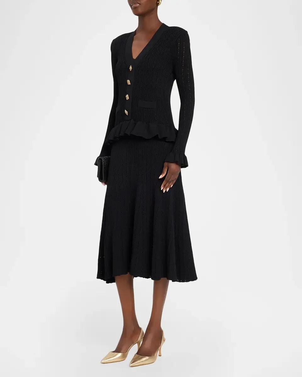 Rickie Freeman for Teri Jon Pointelle Rib Knit Midi Dress | Thumbnail 4 Rickie Freeman for Teri Jon Pointelle Rib Knit Midi Dress | Thumbnail 4