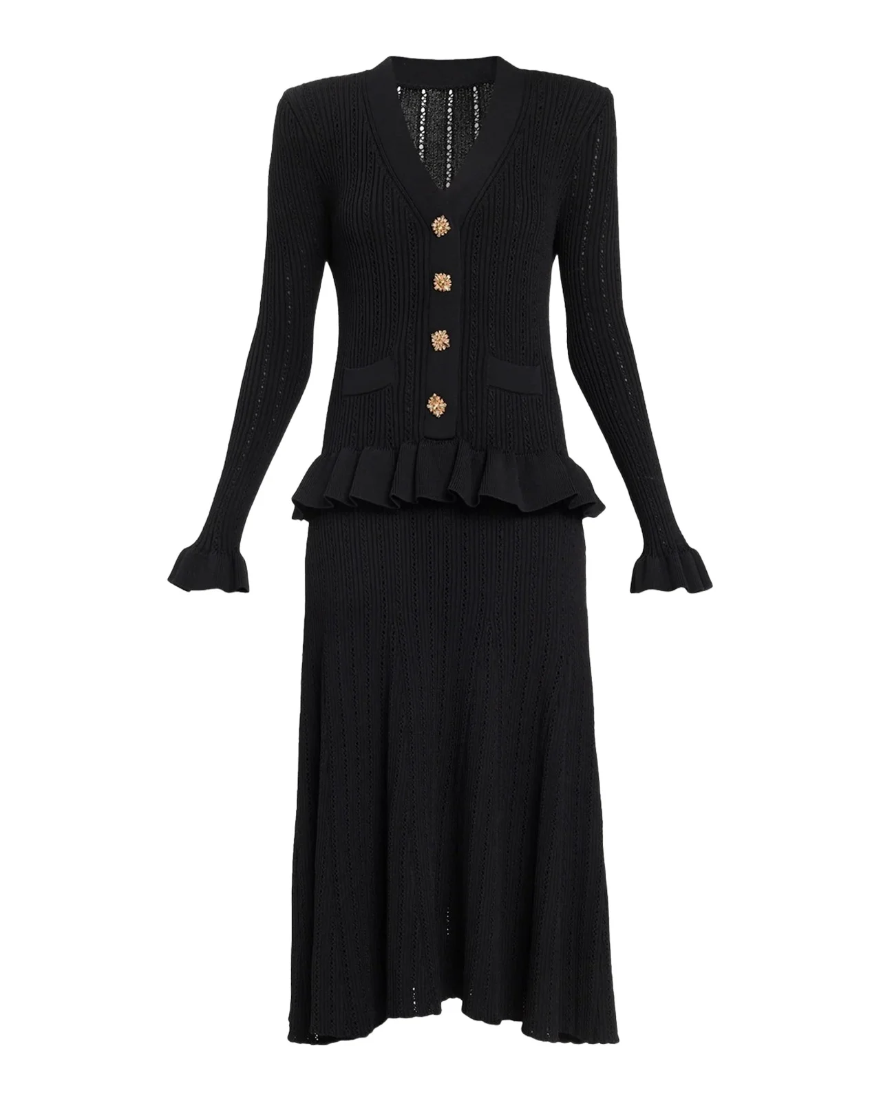 Pointelle Rib Knit Midi Dress Pointelle Rib Knit Midi Dress