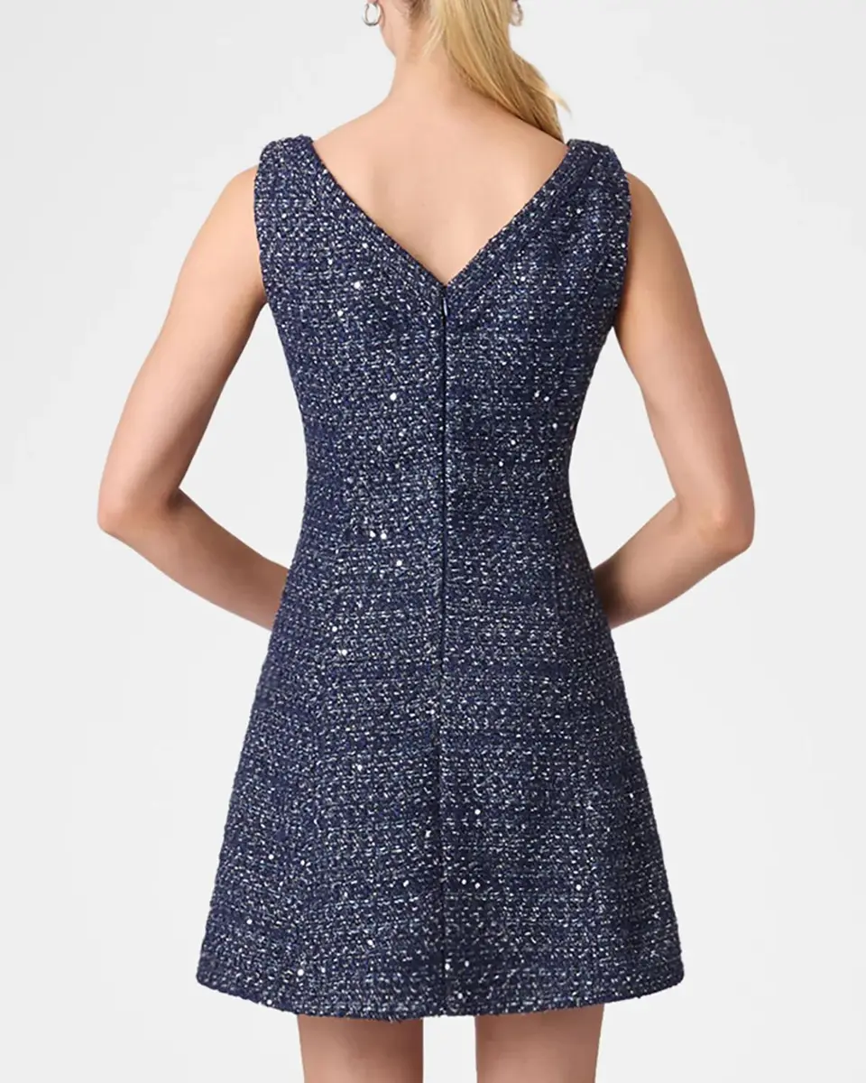 Shoshanna Bradford Pleated Shimmer Tweed Mini Dress | Thumbnail 2