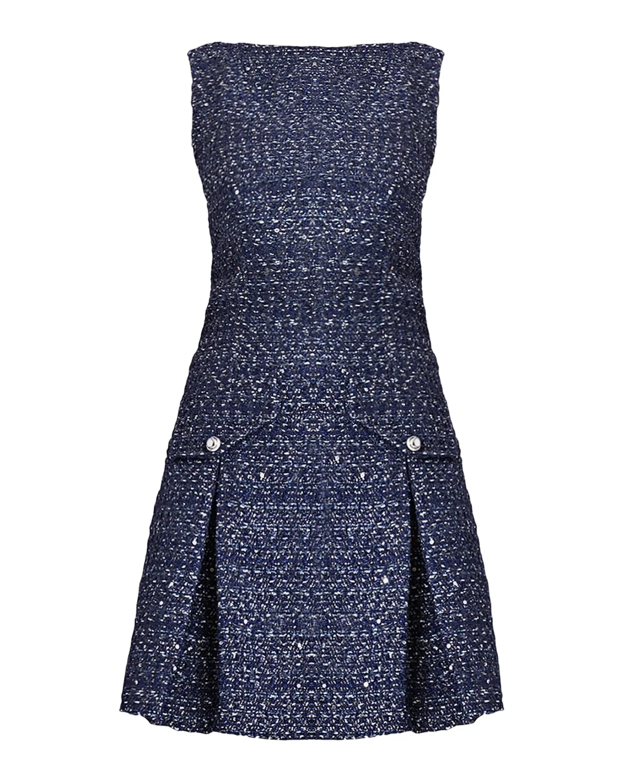 Bradford Pleated Shimmer Tweed Mini Dress
