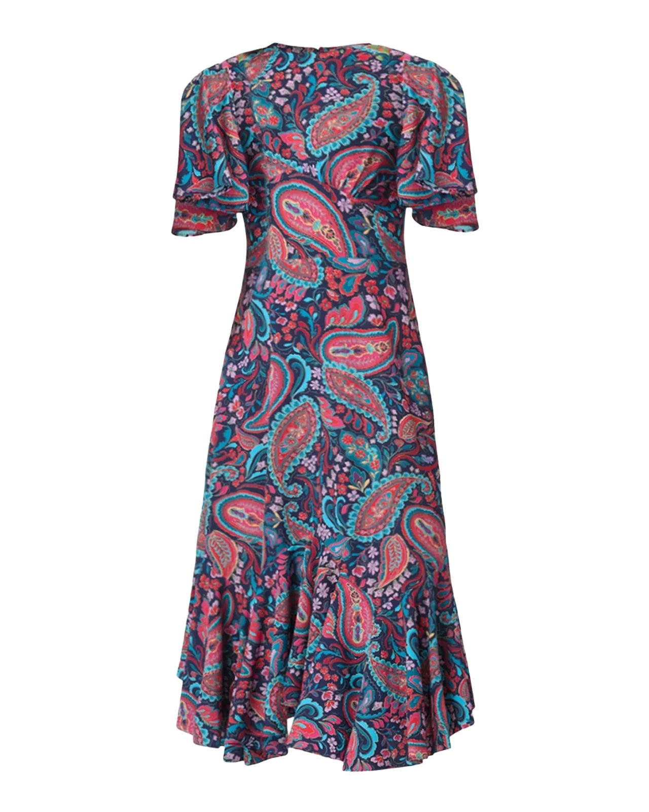 Mallie Flutter-Sleeve Paisley Midi Dress Mallie Flutter-Sleeve Paisley Midi Dress