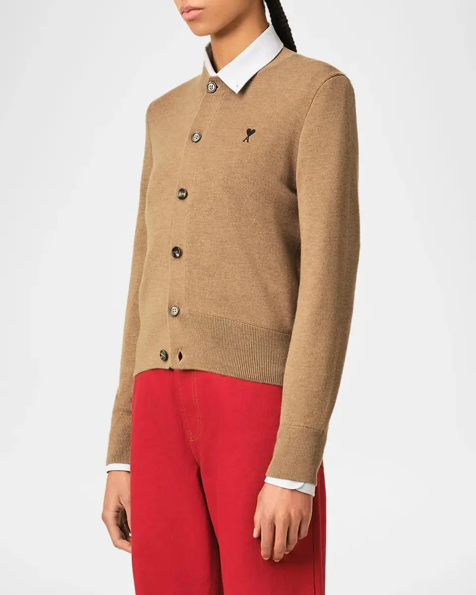 AMI PARIS Ami De Coeur Embroidered Wool Crewneck Cardigan | Thumbnail 6 AMI PARIS Ami De Coeur Embroidered Wool Crewneck Cardigan | Thumbnail 6