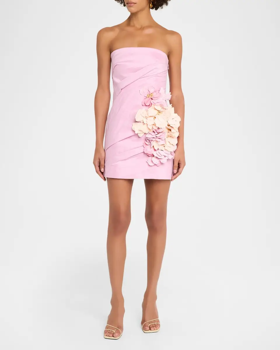 ACLER Femme Fatale Keble Draped Floral-Appliqué Mini Dress | Thumbnail 2 ACLER Femme Fatale Keble Draped Floral-Appliqué Mini Dress | Thumbnail 2