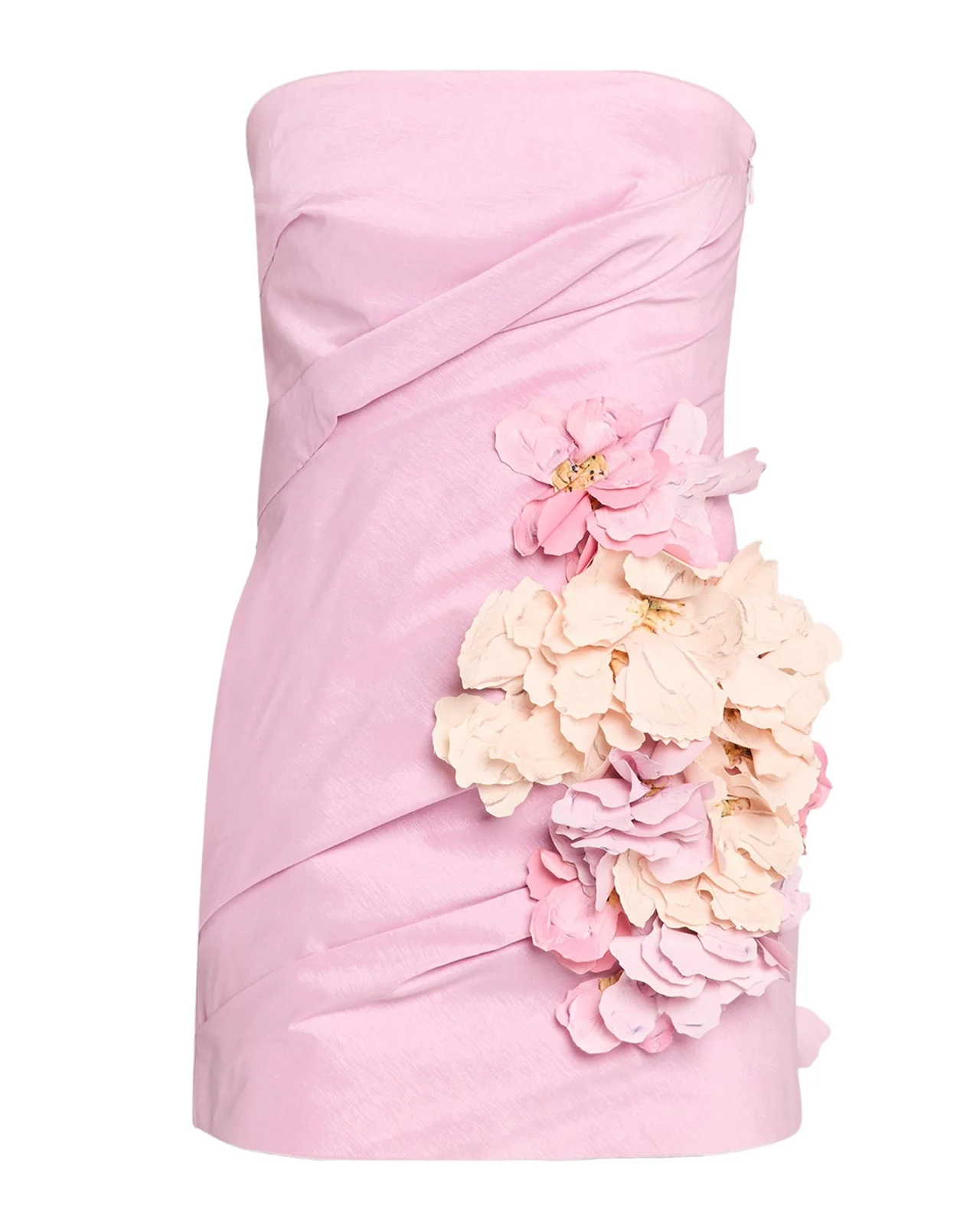 Femme Fatale Keble Draped Floral-Appliqué Mini Dress