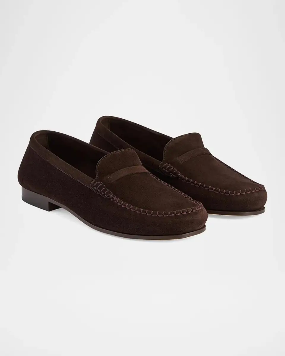 Malone Souliers Knightsbridge Suede Penny Loafers | Thumbnail 3