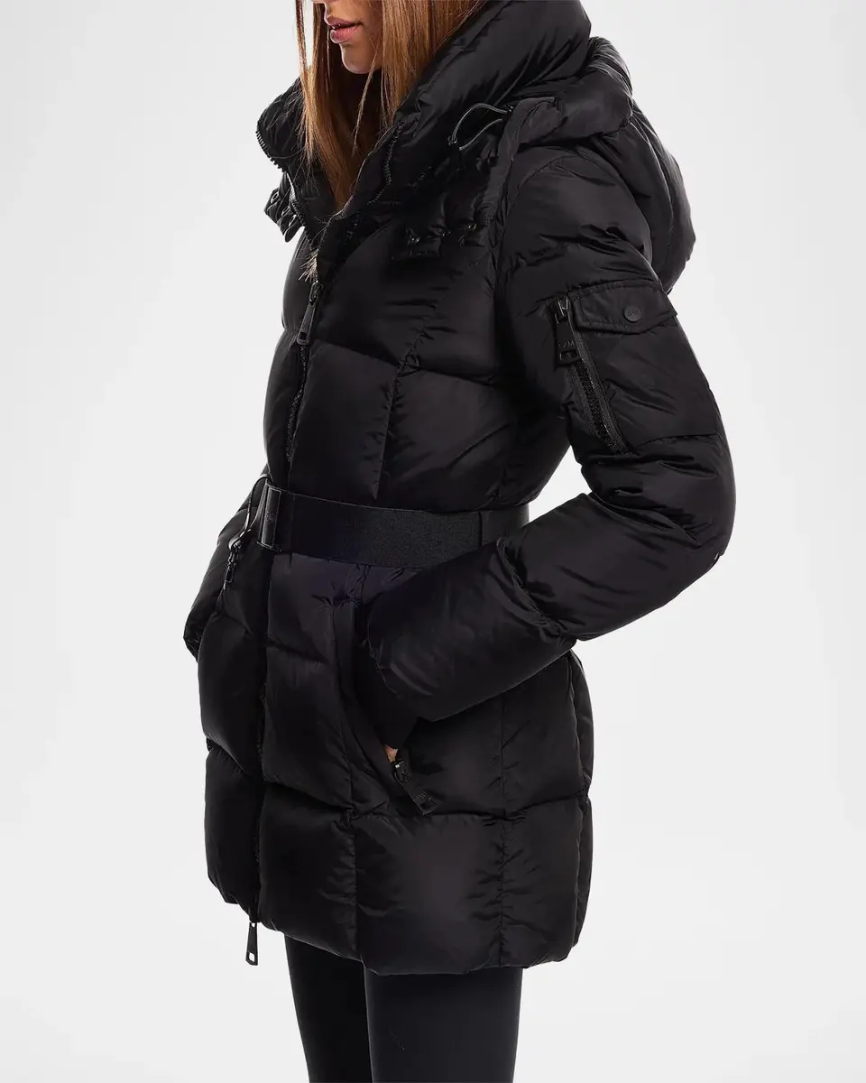 Sam. Luxe Soho Lamb Shearling Collar Belted Down Jacket | Thumbnail 6