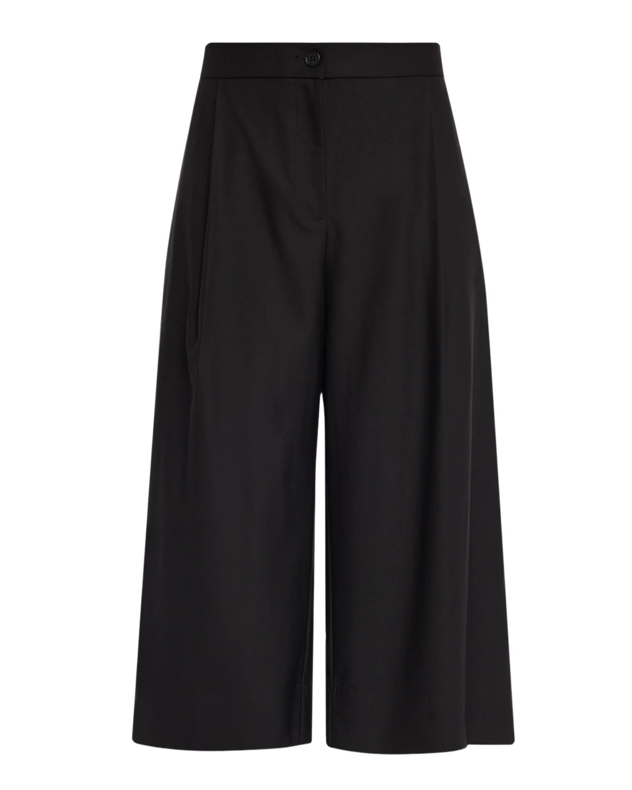 Pleated Wide-Leg Wool Culotte Pants