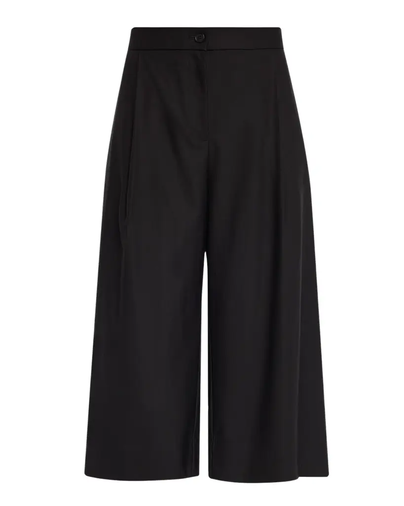 Pleated Wide-Leg Wool Culotte Pants Pleated Wide-Leg Wool Culotte Pants