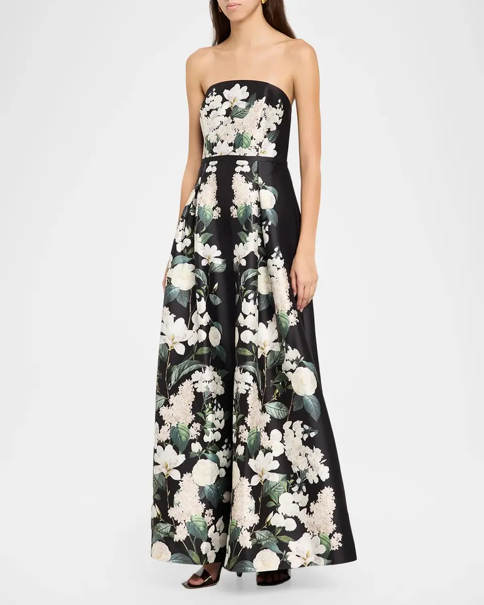 SACHIN & BABI Gillian Strapless Floral Stretch Mikado Gown | Thumbnail 4 SACHIN & BABI Gillian Strapless Floral Stretch Mikado Gown | Thumbnail 4