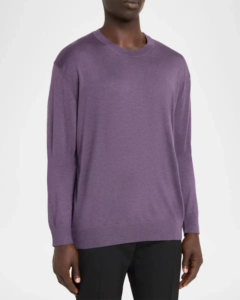 Brioni Men's Cashmere-Silk Crewneck Sweater | Thumbnail 4 Brioni Men's Cashmere-Silk Crewneck Sweater | Thumbnail 4